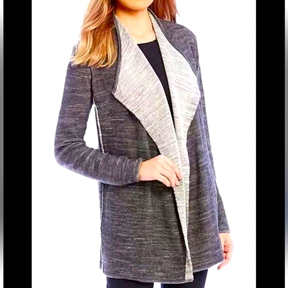 Eileen Fisher organic cotton cascading waterfall cardigan with pockets Size S